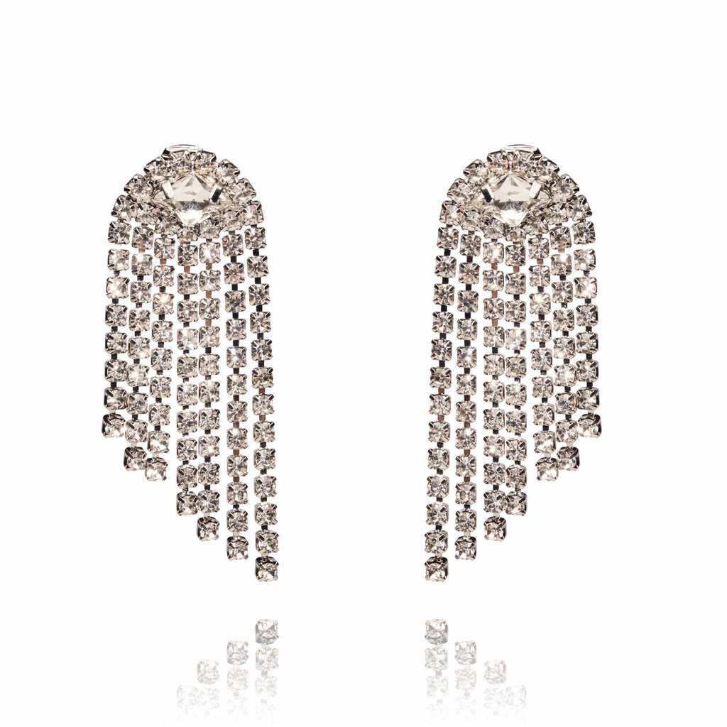 Marilyn Monroe Crystal Earrings: Long Drop Clip On Earrings
