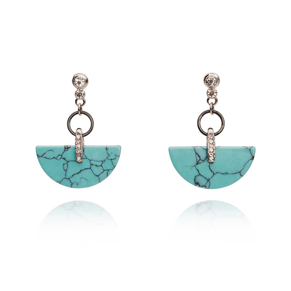 Turquoise Stone Art Deco Geometric Earrings