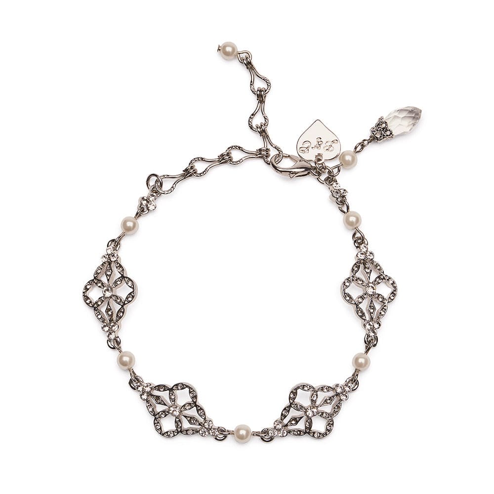 Victorian Style Silver and Glass Crystal Bracelet