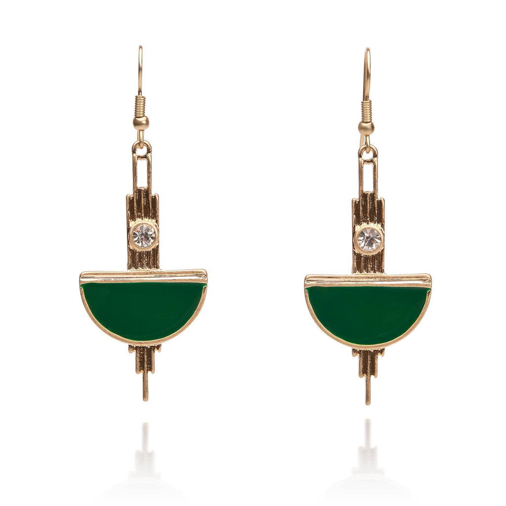 Art Deco Emerald Earrings: Gold Colour Earrings