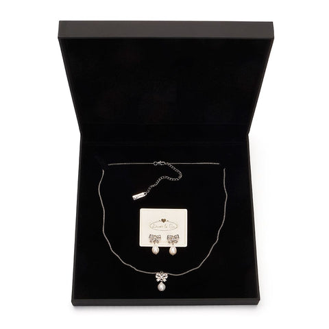 Women's Austrian Crystal Cube Necklace & Earrings Set - 925 Sterling Silver, Gift Boxed - View #7