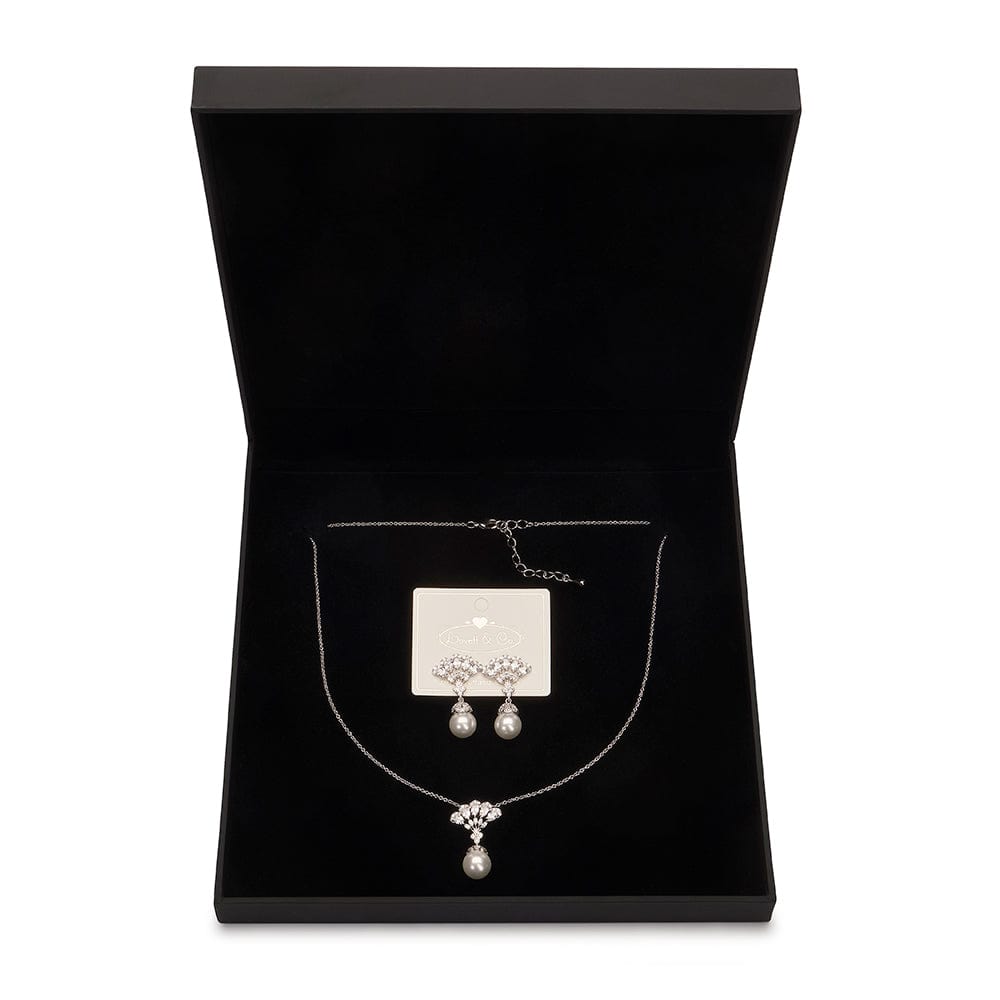 Cubic Zirconia Fan Necklace and Earrings Gift Set £12 Gift Box is FREE