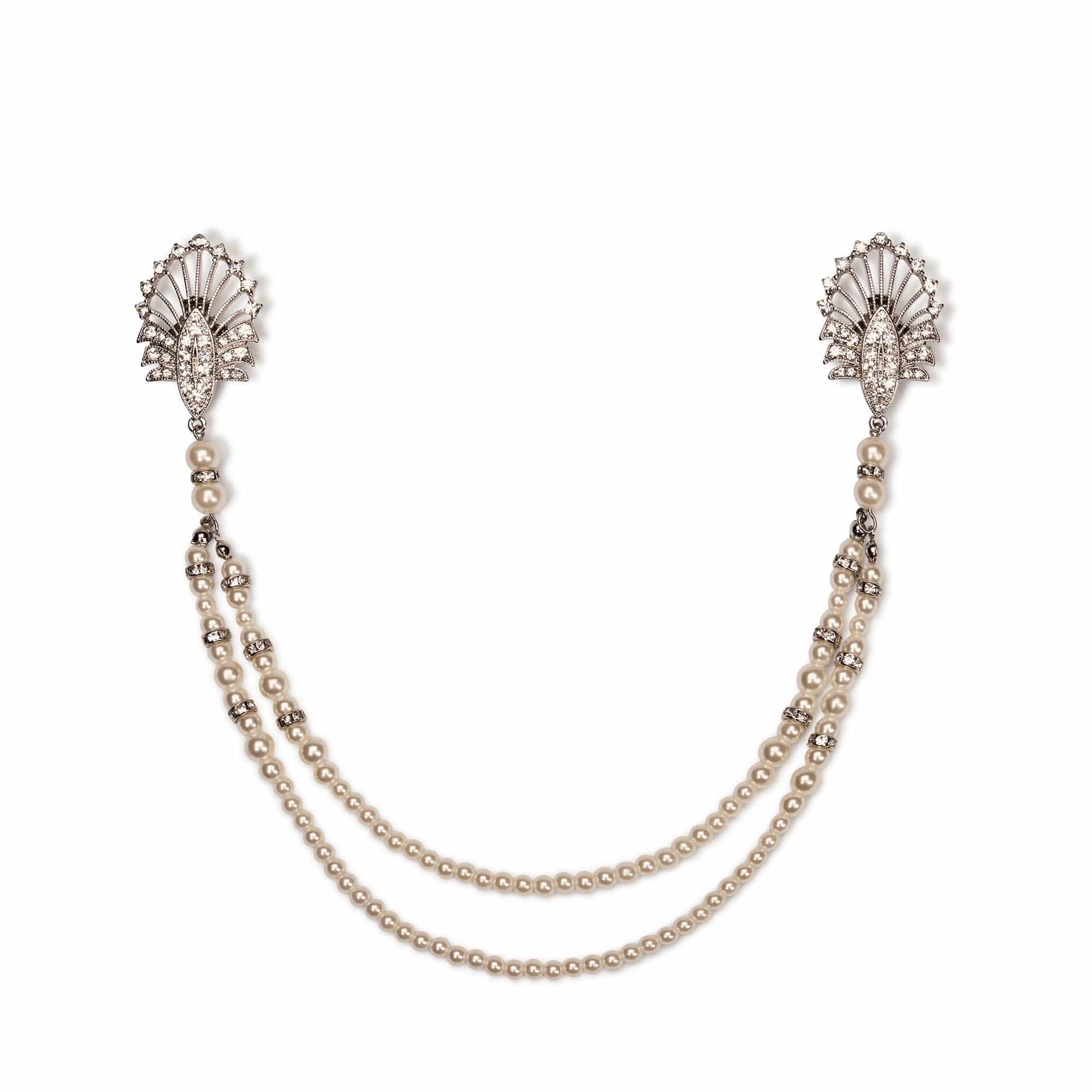 1920s Pearl Vintage Bridal Hair Chain Lovett Co Lovett Co