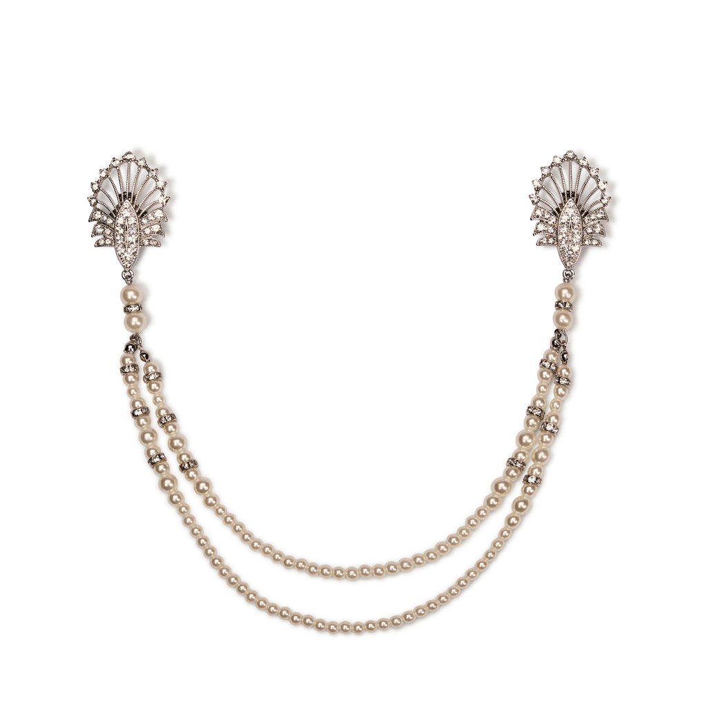 Art Deco Pearl chain Hair accessory: Vintage Bridal Hair piece Lovett and Co