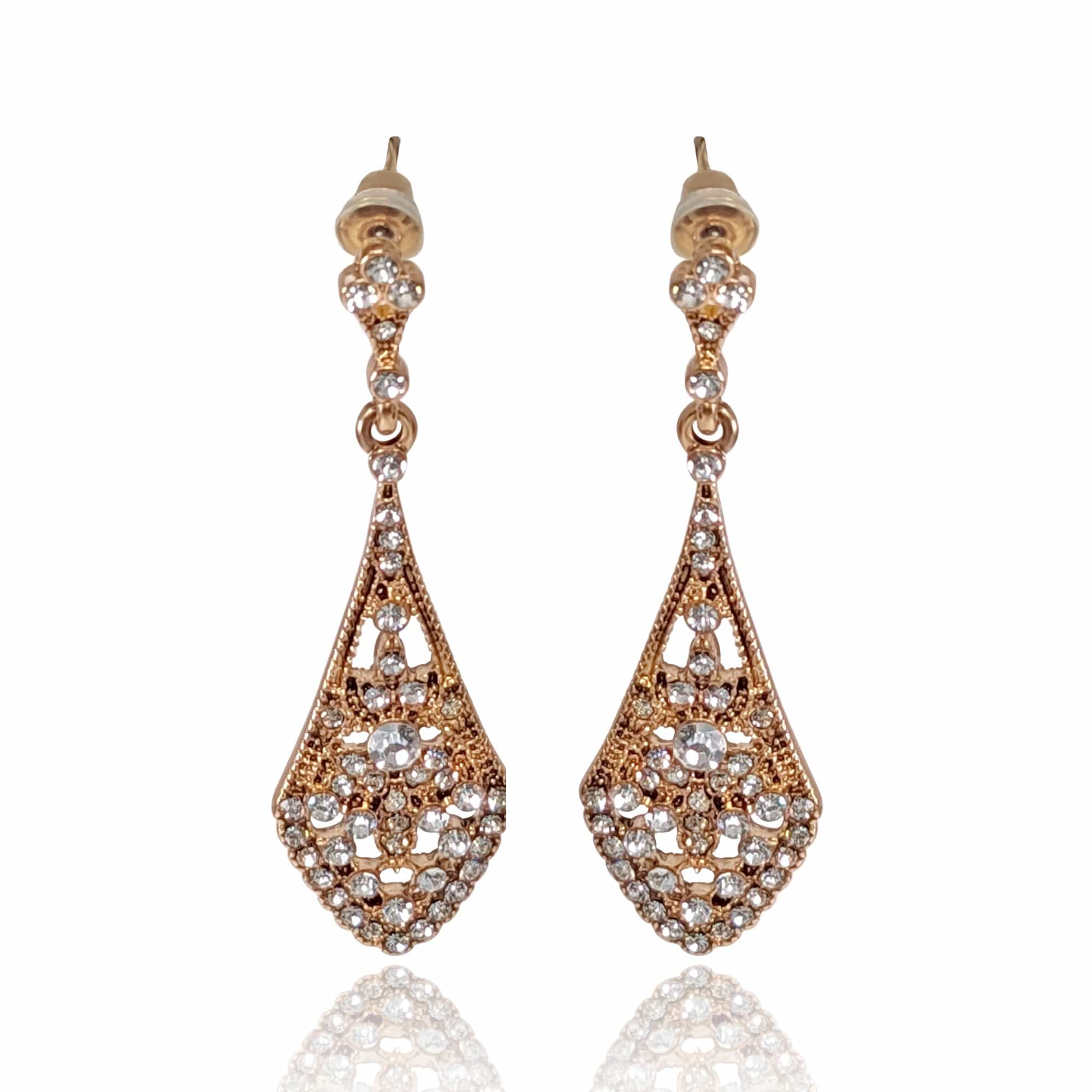 Gold Art Deco earrings and Necklace set  Lovett & Co