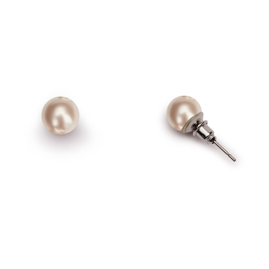 1950s 8mm pale pink pearl earrings: 1950s pearl stud earrings Lovett and Co
