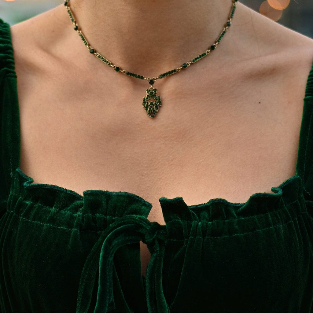 Emerald beaded deco bracelet, earrings and necklace set: £12 Gift Box is FREE