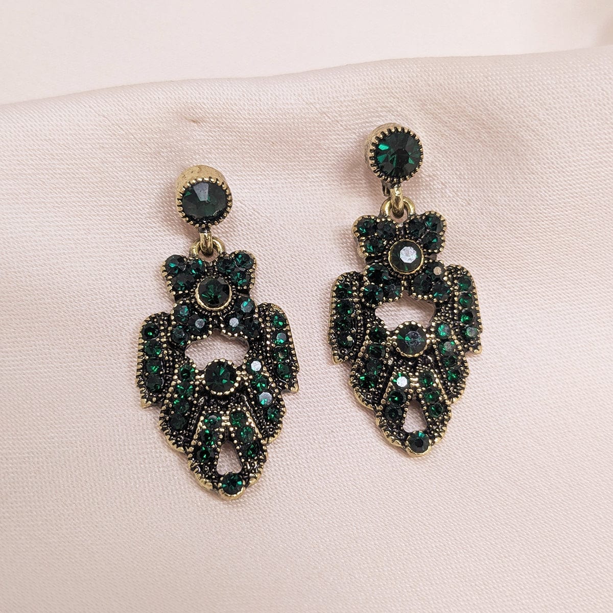 Emerald Green Art Deco Drop Earrings  Lovett & Co