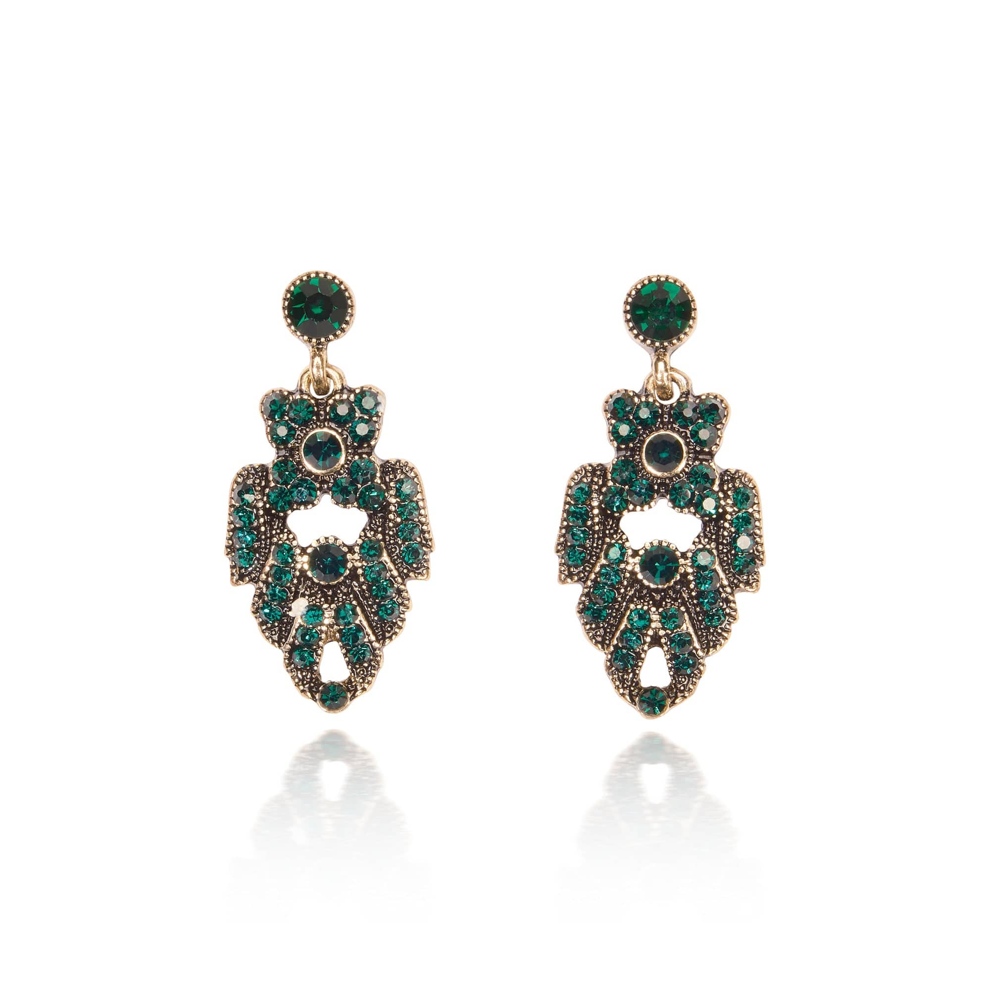 Emerald Green Art Deco Drop Earrings  Lovett & Co