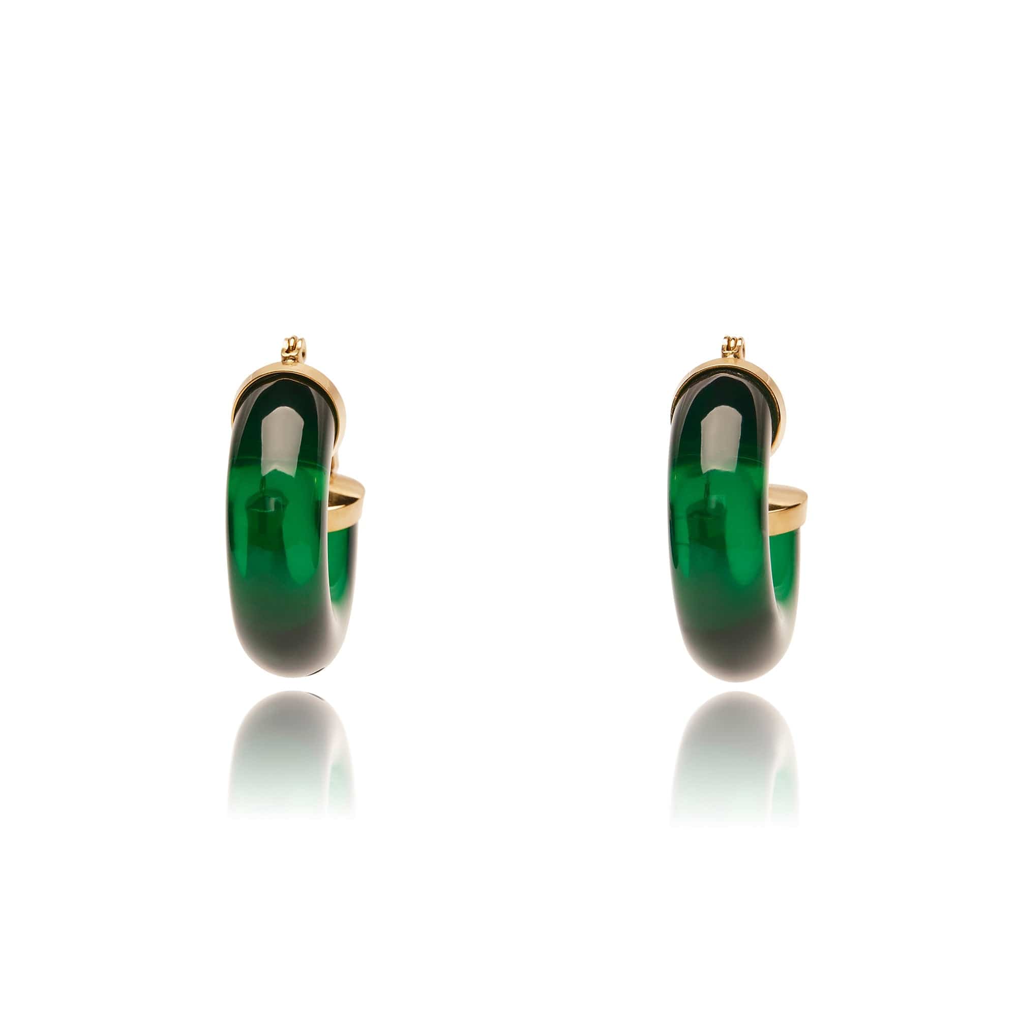 Chunky Green and Gold Resin Vintage Hoop Earrings  Lovett & Co
