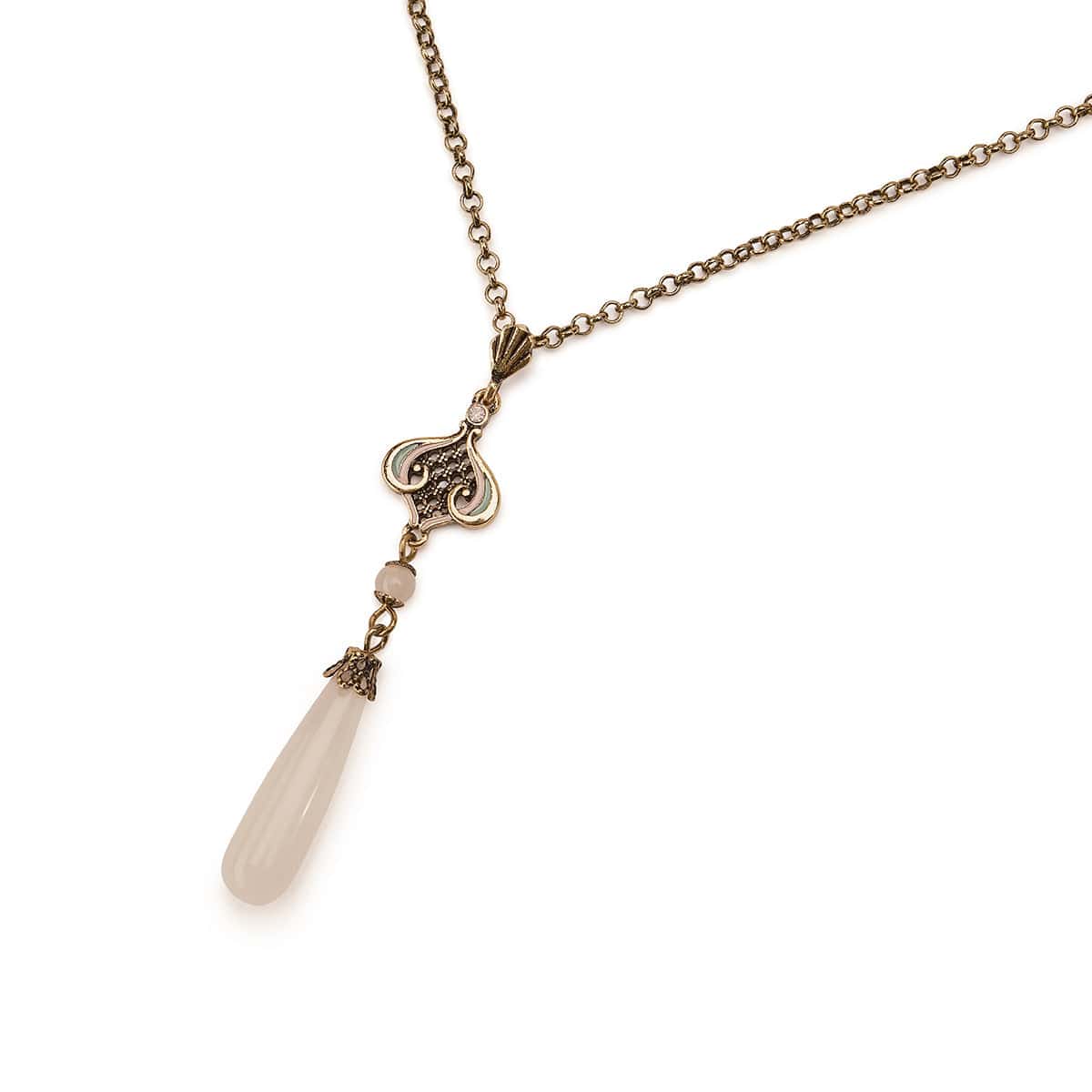 Arts and Crafts Natural Rose Quartz Necklace  Lovett & Co