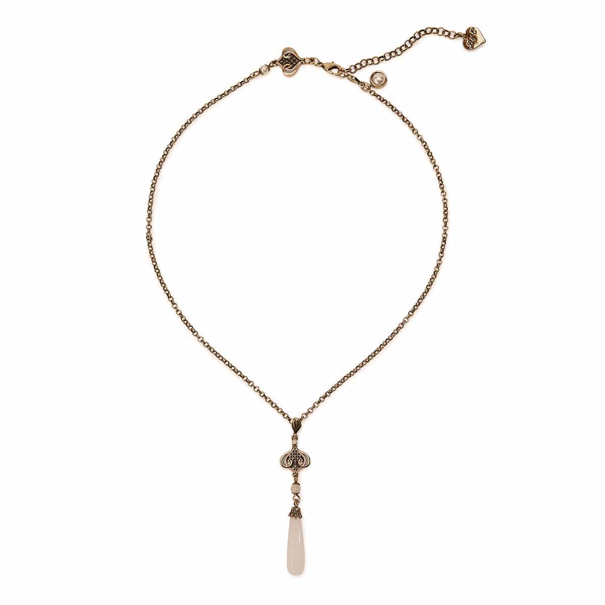Arts and Crafts Natural Rose Quartz Necklace  Lovett & Co