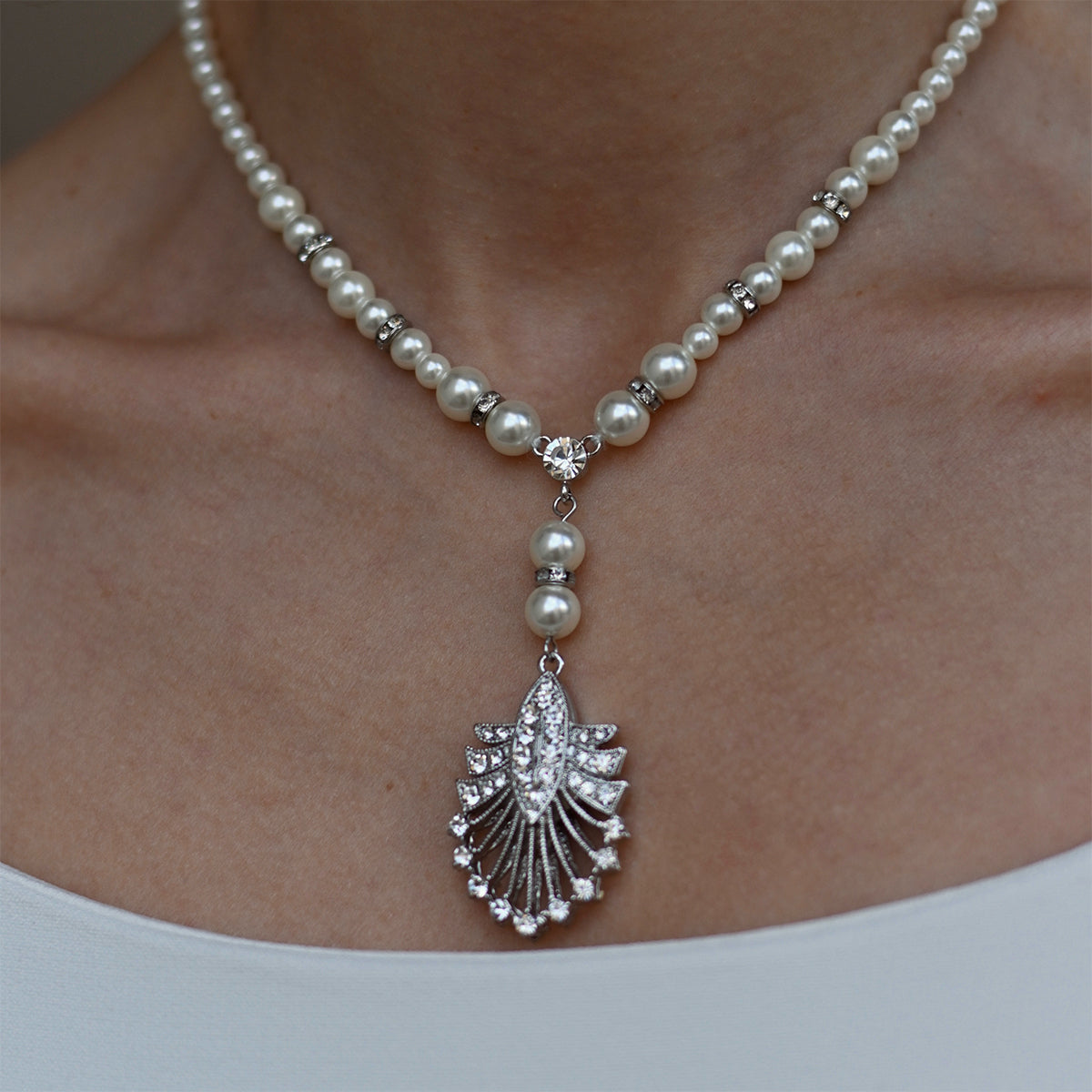 Deco Pearl Beaded Tassel Necklace  Lovett & Co