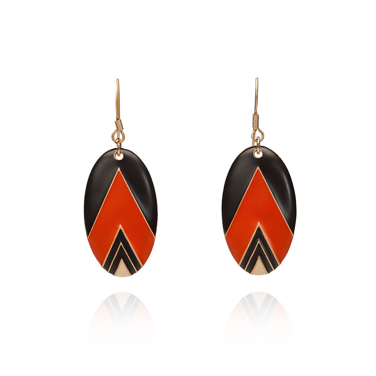 Orange Matt Oval Vintage Deco Earrings  Lovett & Co