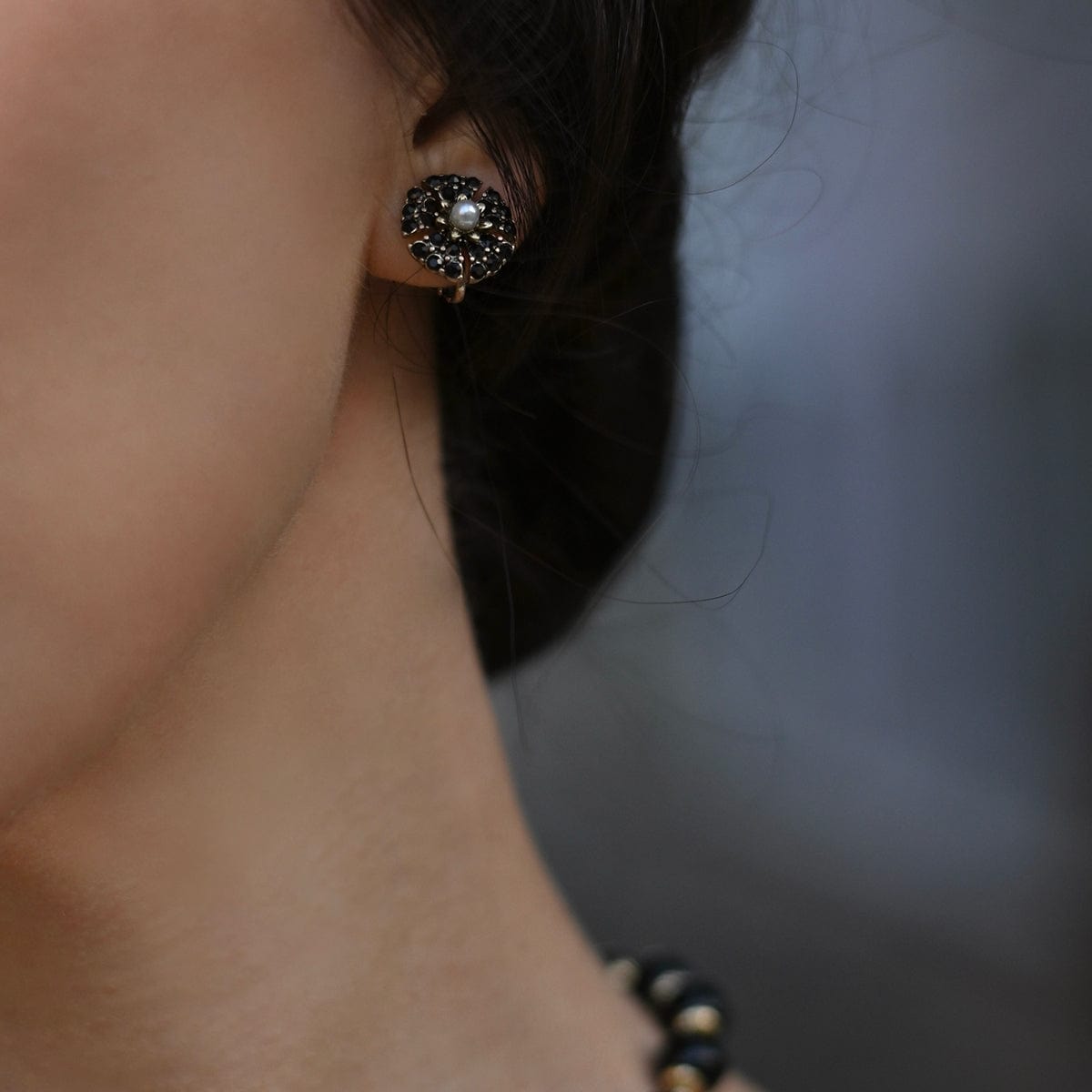 Jet Inspired Miriam Haskell Clip on Earrings  Lovett & Co