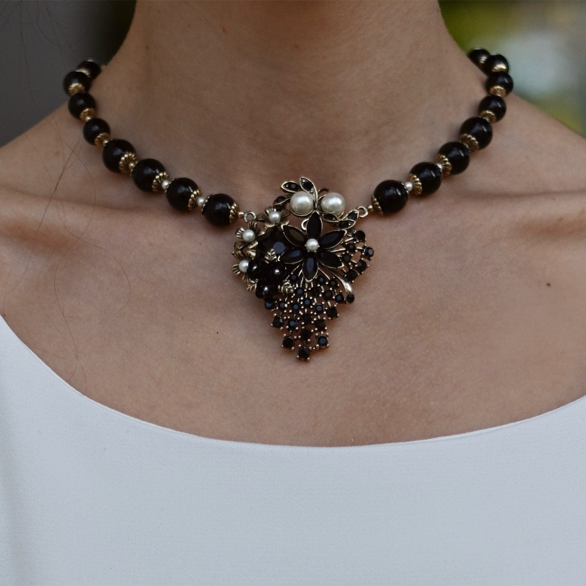 Jet Inspired Miriam Haskell Necklace  Lovett & Co