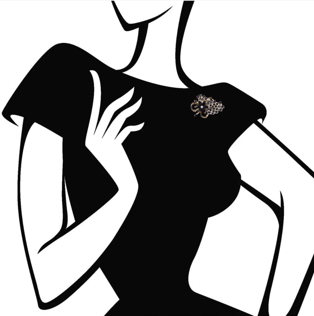 Miriam Haskell Inspired Brooch: Jet Flower Brooch