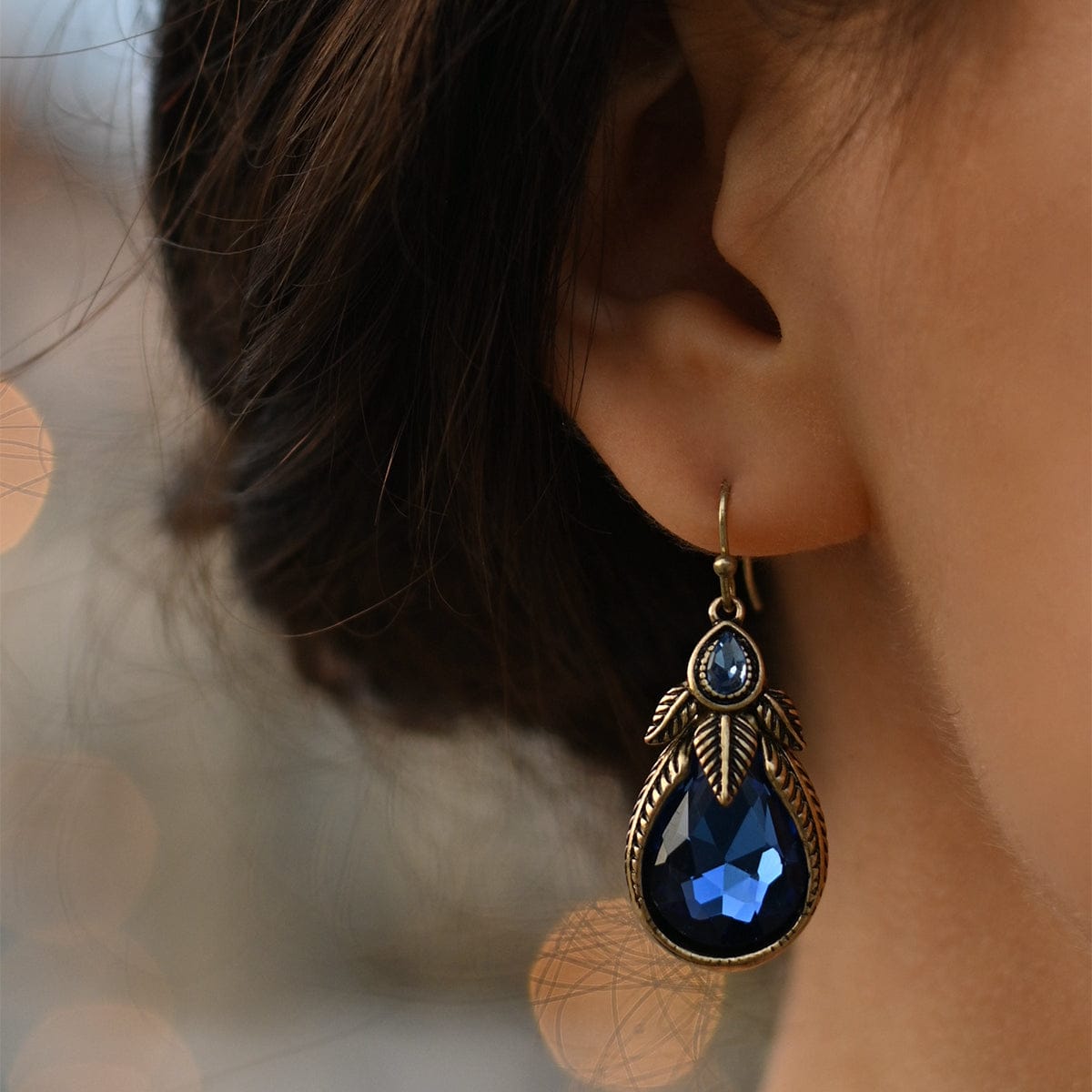 Sapphire Palm Leaf Art Nouveau Earrings  Lovett & Co