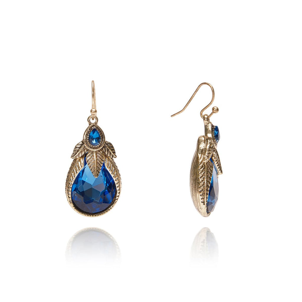 Sapphire Art Nouveau Earrings: Palm Leaf Earrings