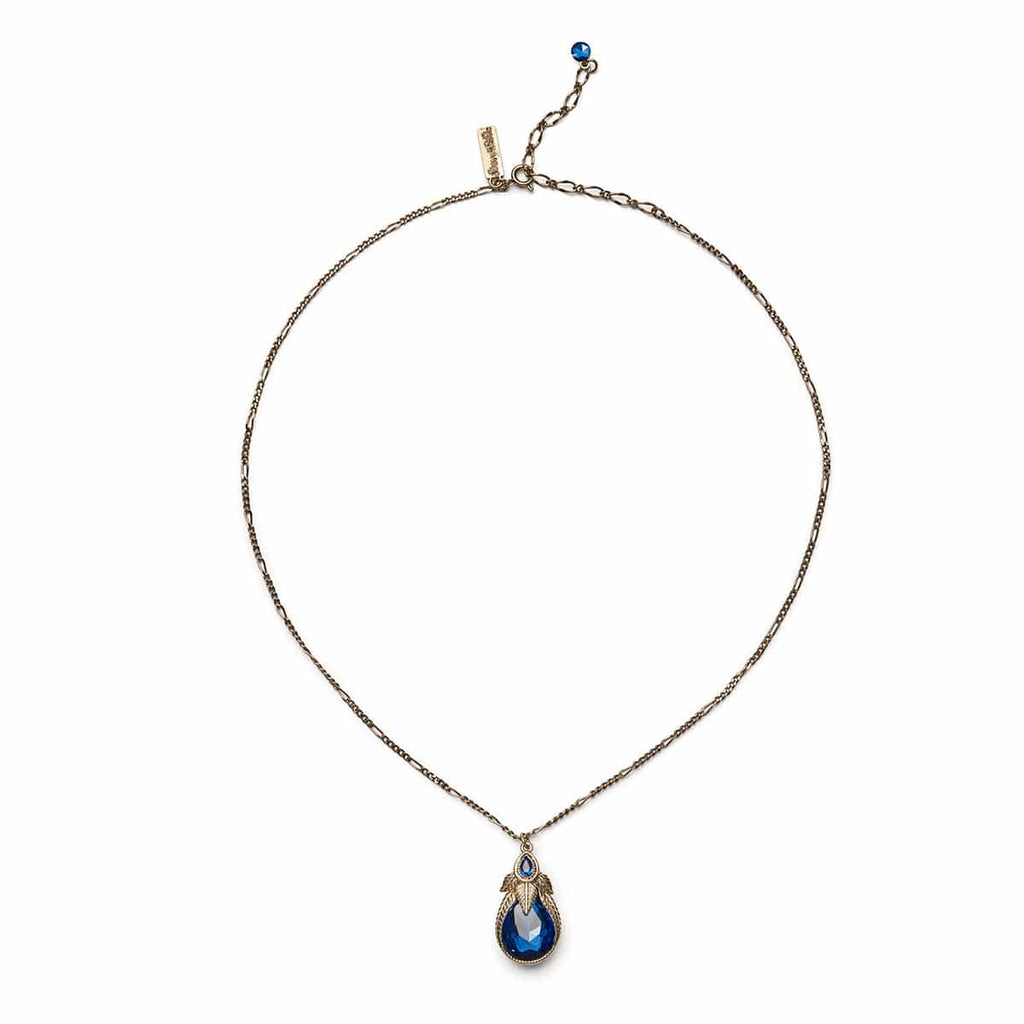 Sapphire Art Nouveau Necklace: Palm Leaf Pendant