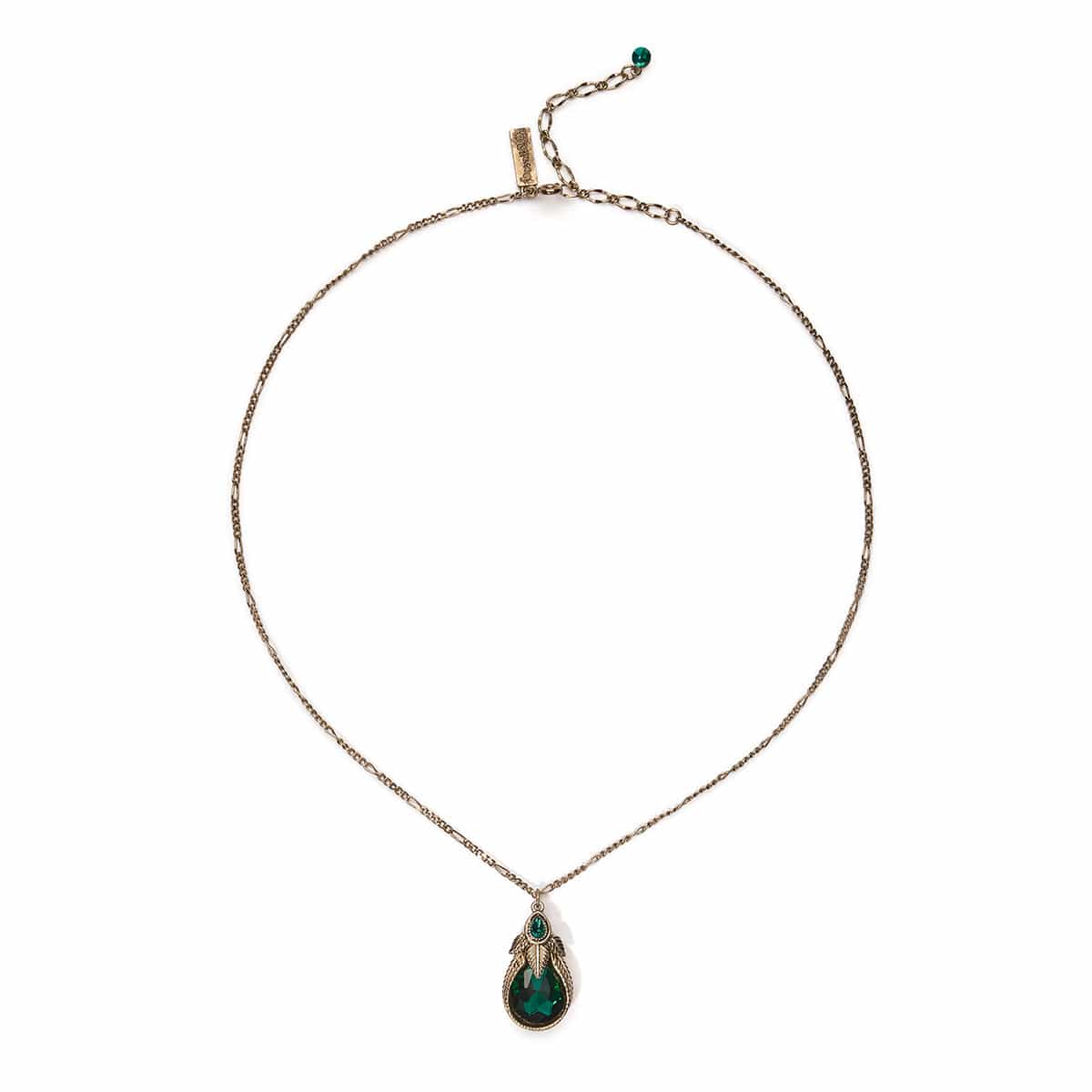 Emerald Palm Leaf Art Nouveau Necklace  Lovett & Co