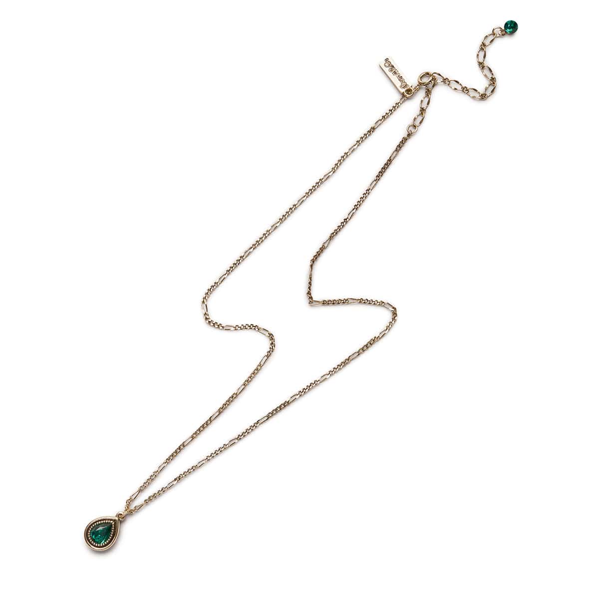 Mini Emerald Stone Teardrop Pendant Necklace  Lovett & Co