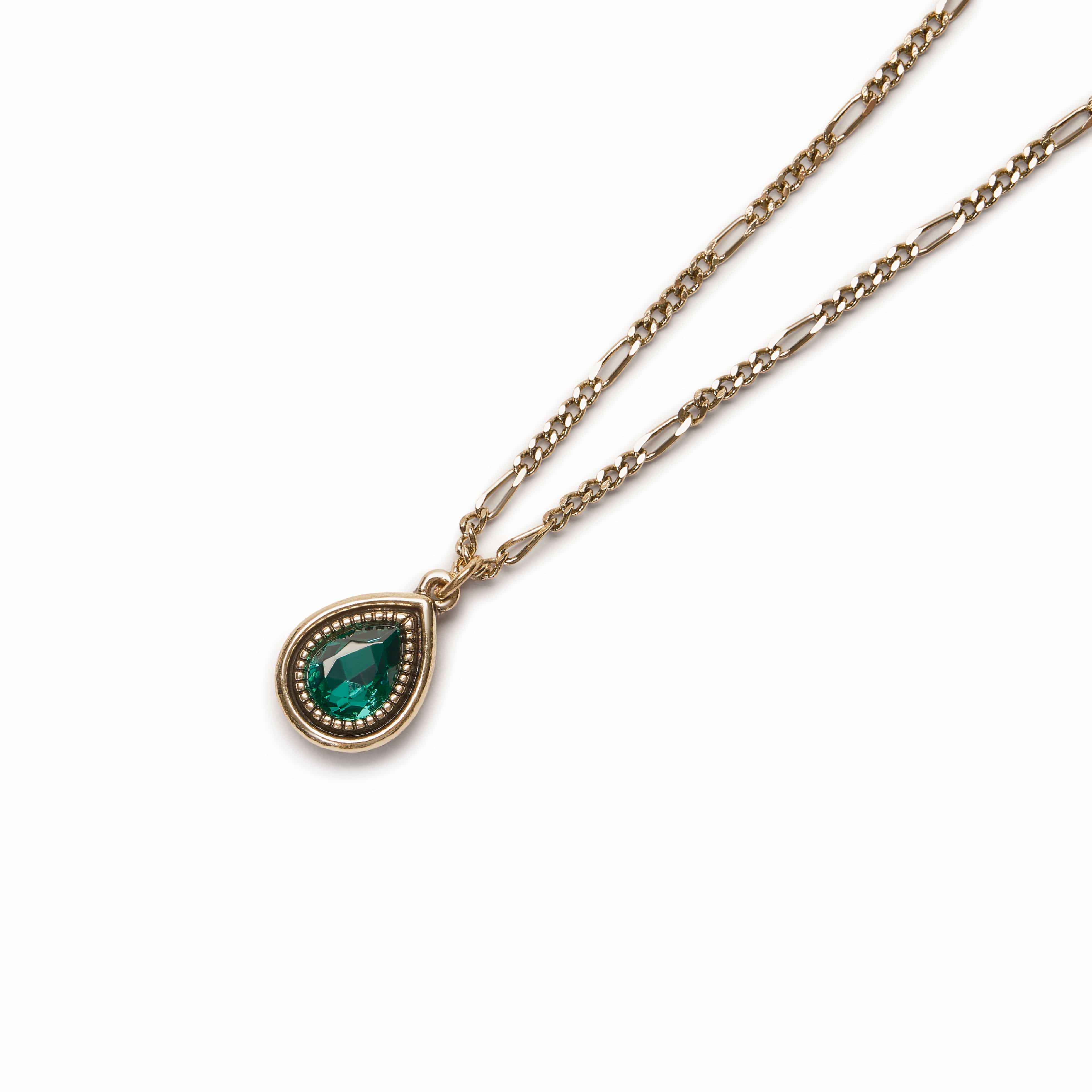Mini Emerald Stone Teardrop Pendant Necklace  Lovett & Co