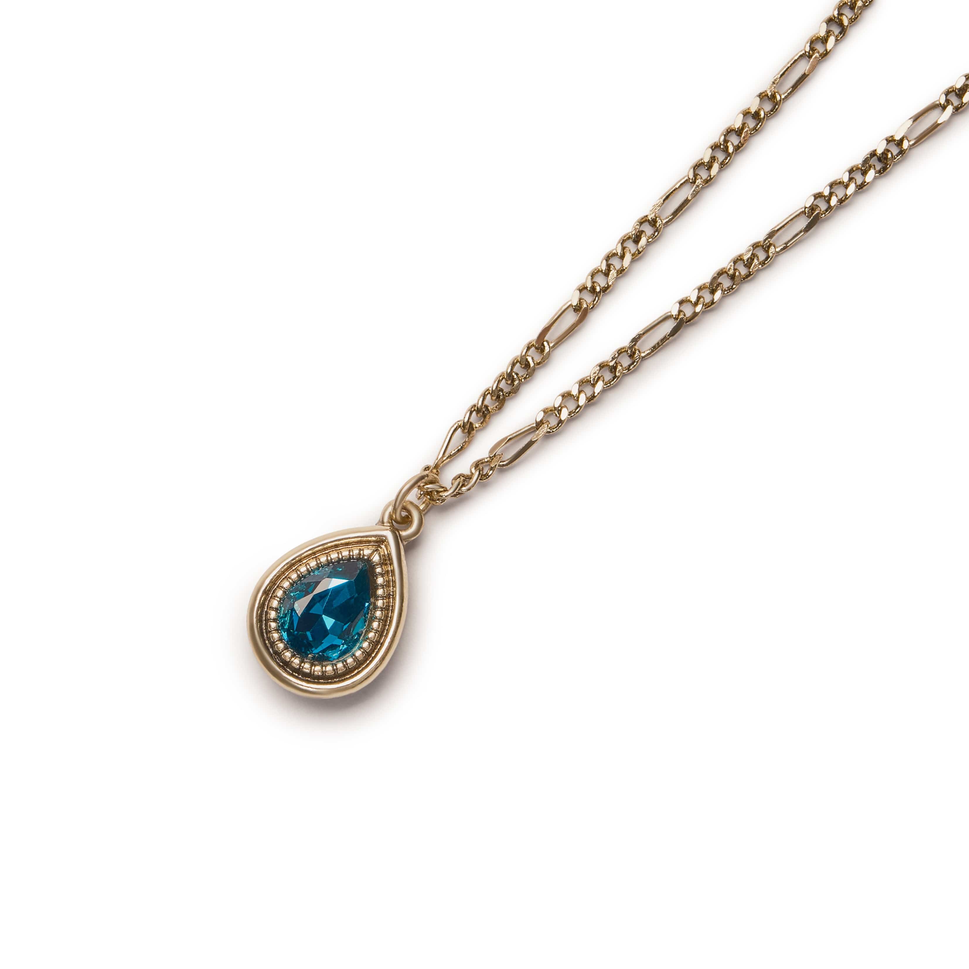 Mini Teal Stone Teardrop Pendant Necklace  Lovett & Co