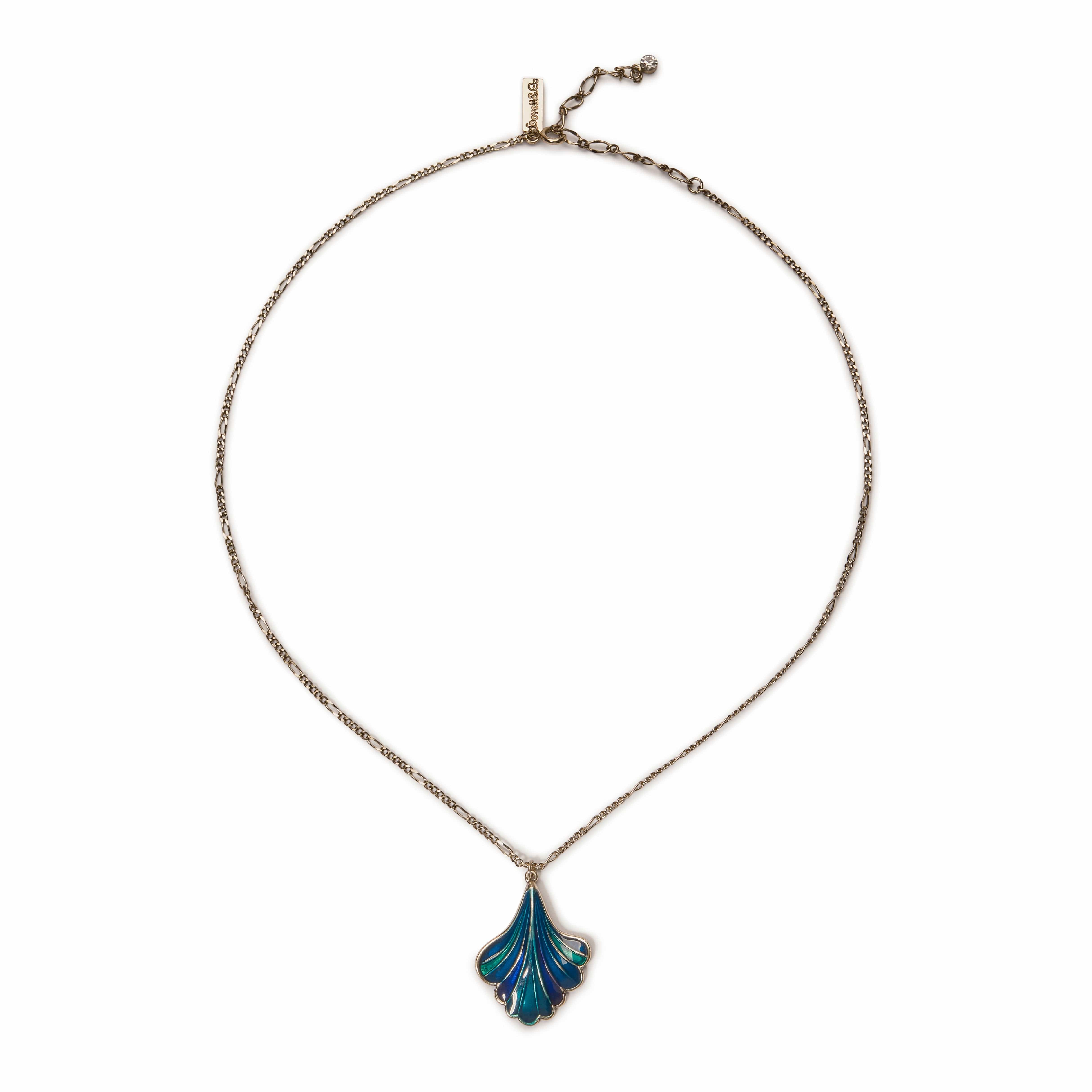Green & Blue Ginkgo Leaf Necklace  Lovett & Co