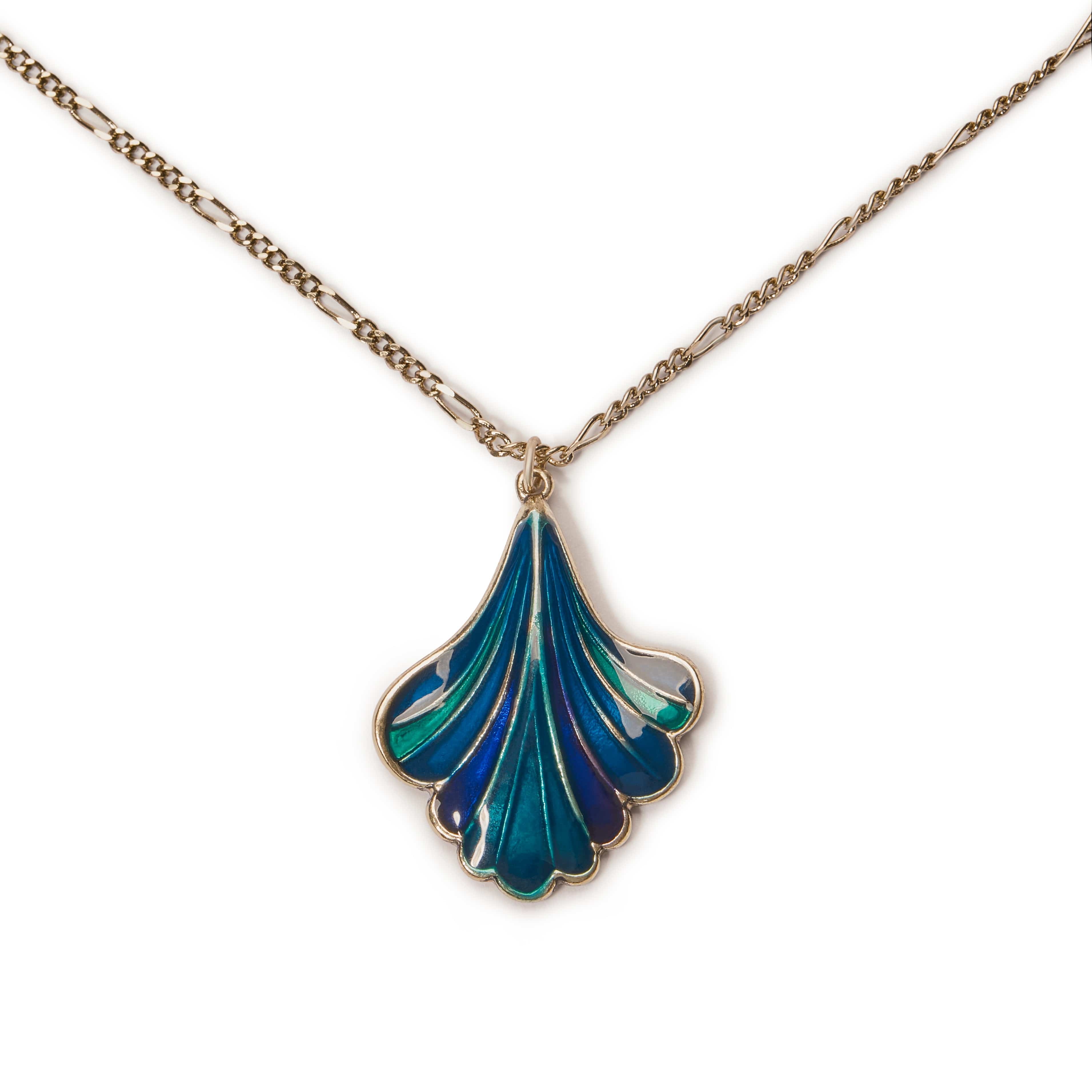 Green & Blue Ginkgo Leaf Necklace  Lovett & Co