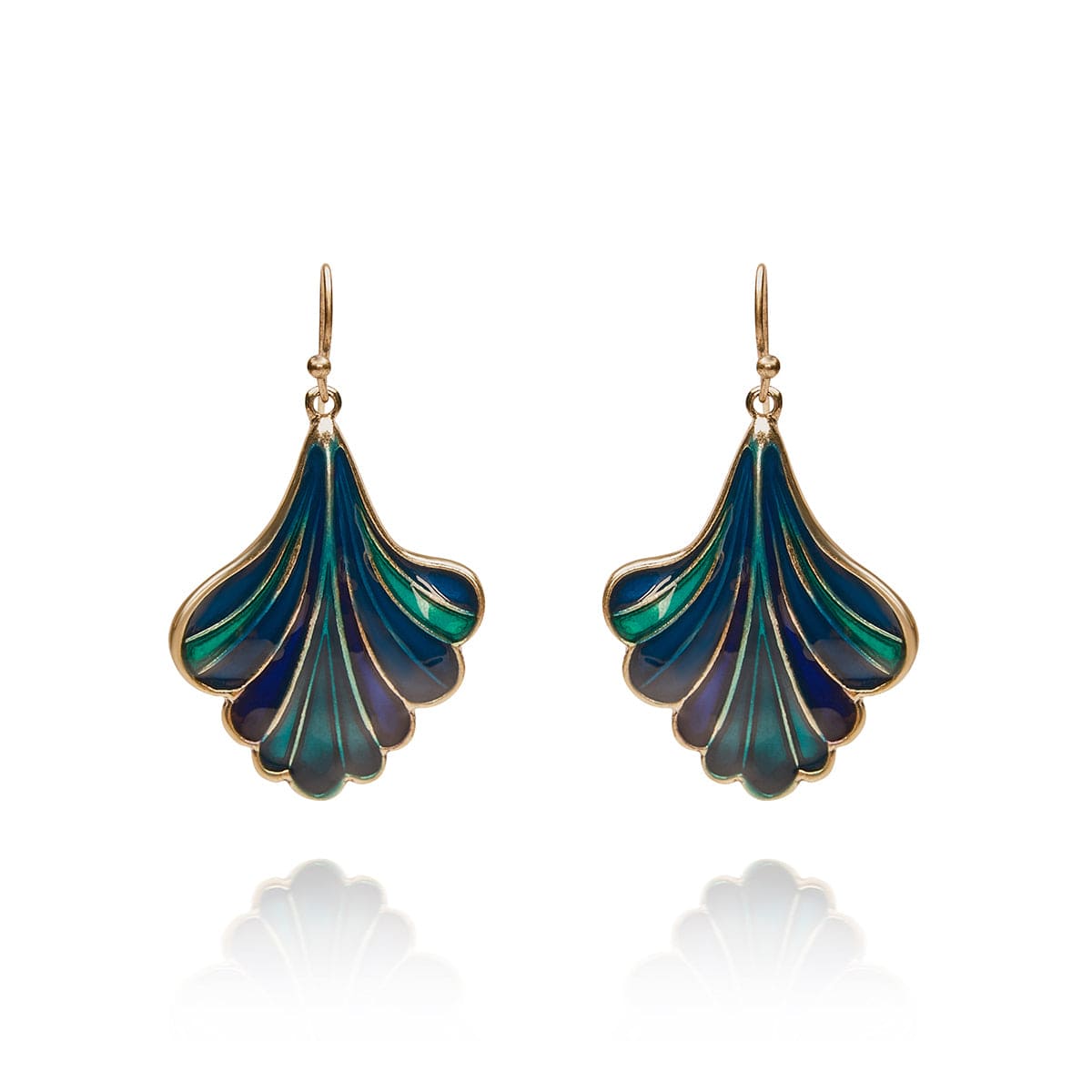 Green & Blue enamel Ginkgo Earrings  Lovett & Co