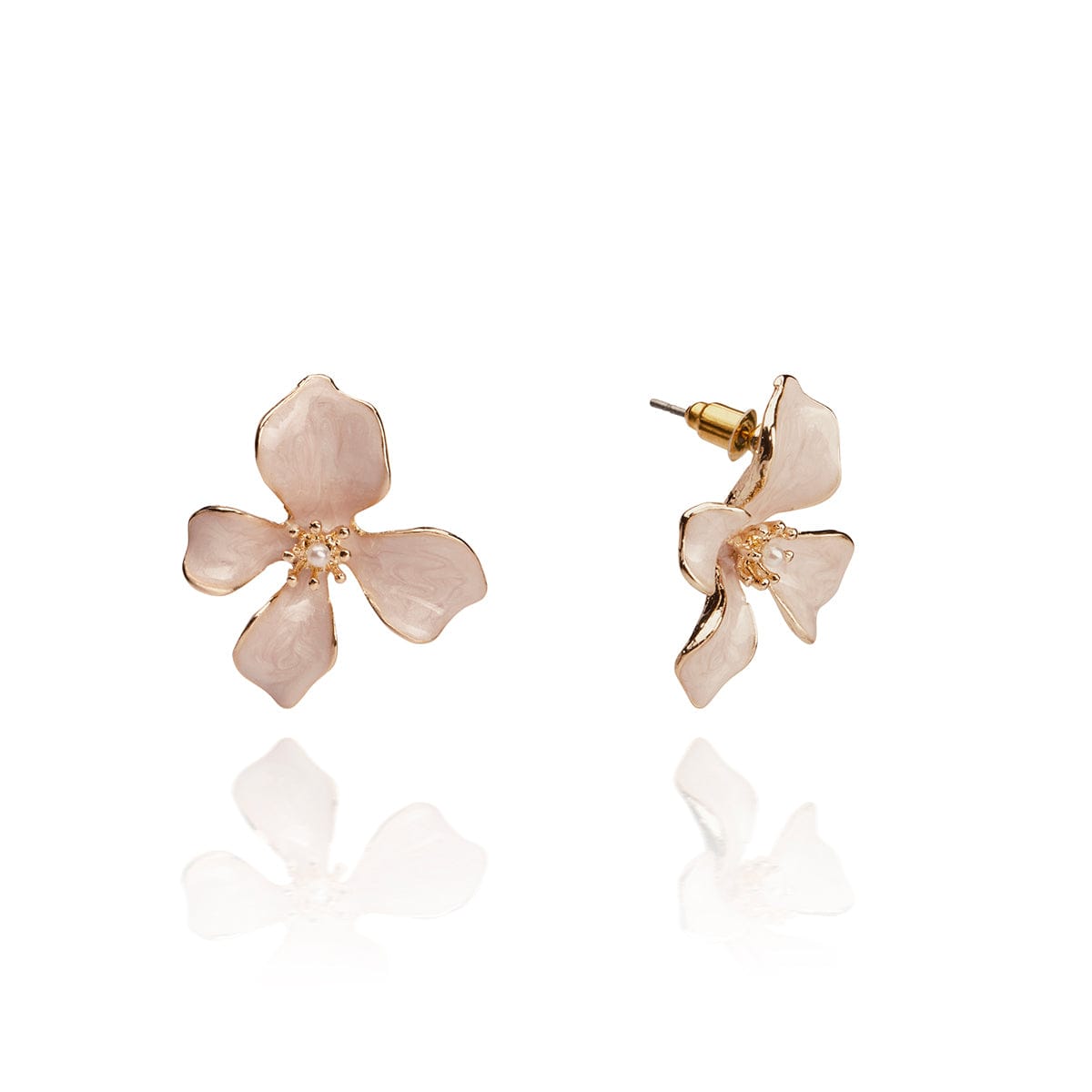 1950s Pink Pearlised Statement Flower Earrings  Lovett & Co