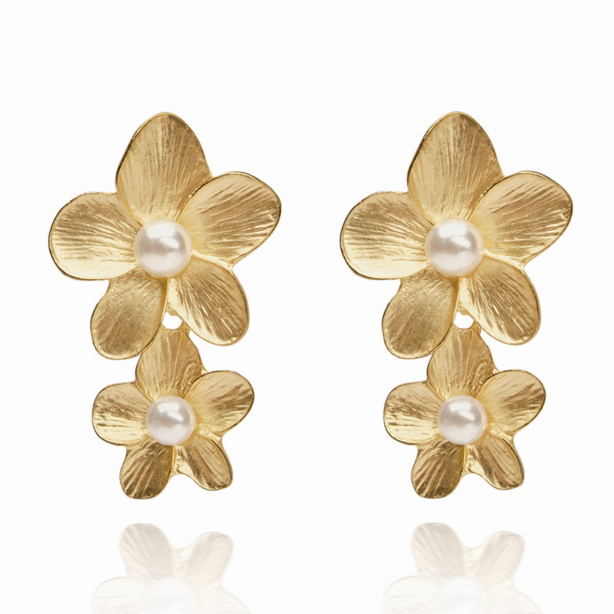 1950s Large Gold Flower Earrings  Lovett & Co