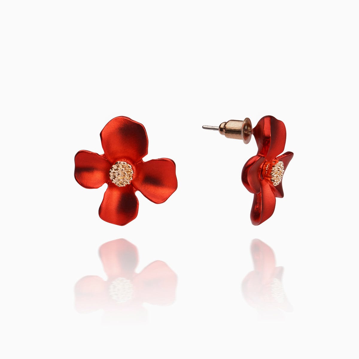 1950s Ruby Red Floral Lucite Earrings  Lovett & Co