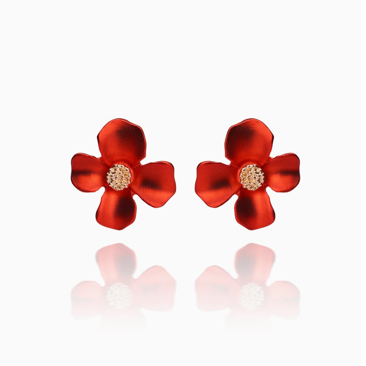 1950s Ruby Red Floral Lucite Earrings  Lovett & Co