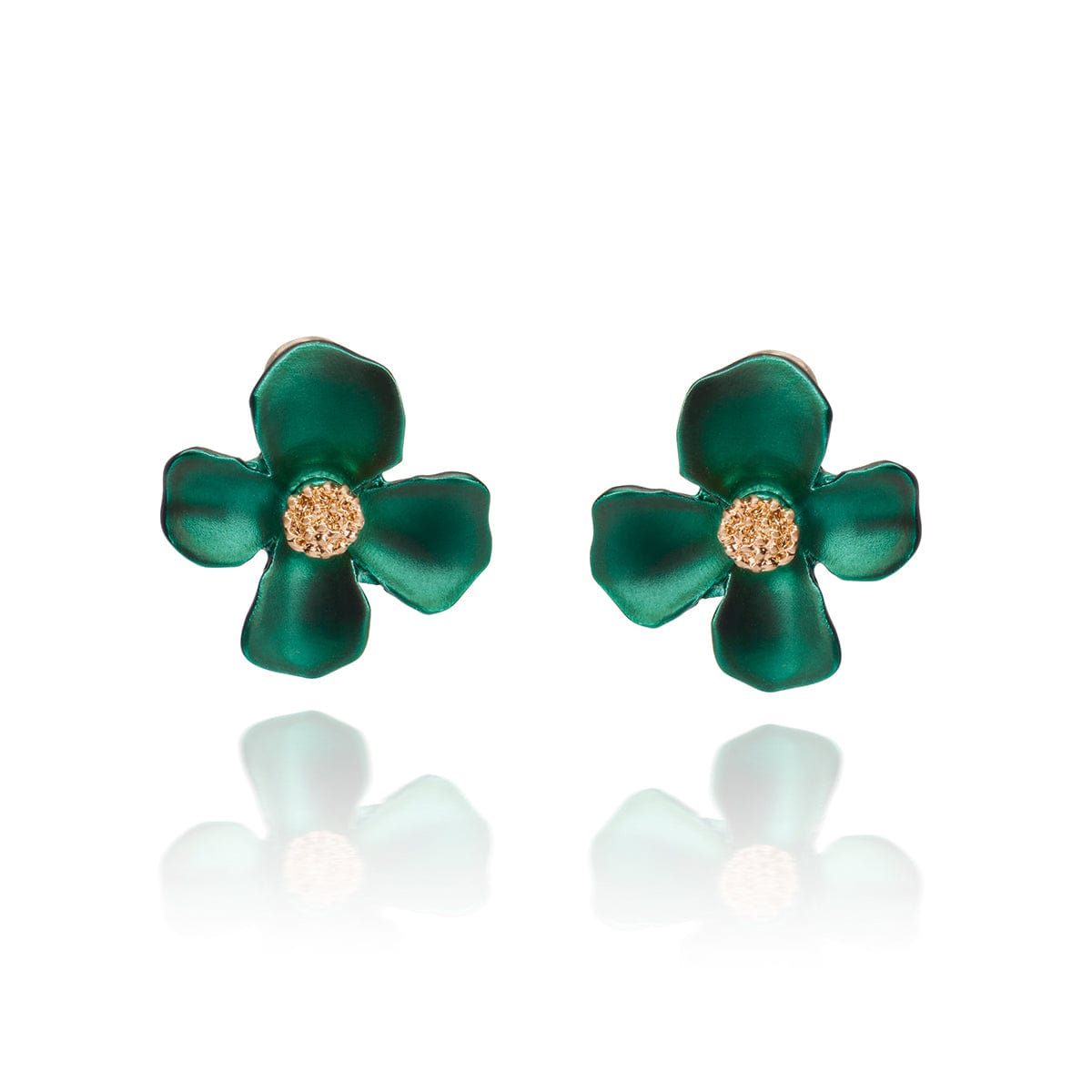1950s Forest Green Floral Lucite Earrings  Lovett & Co
