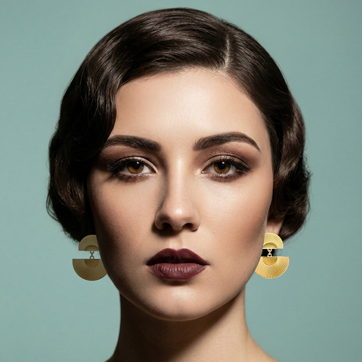 Art Deco Gold Disc Earrings