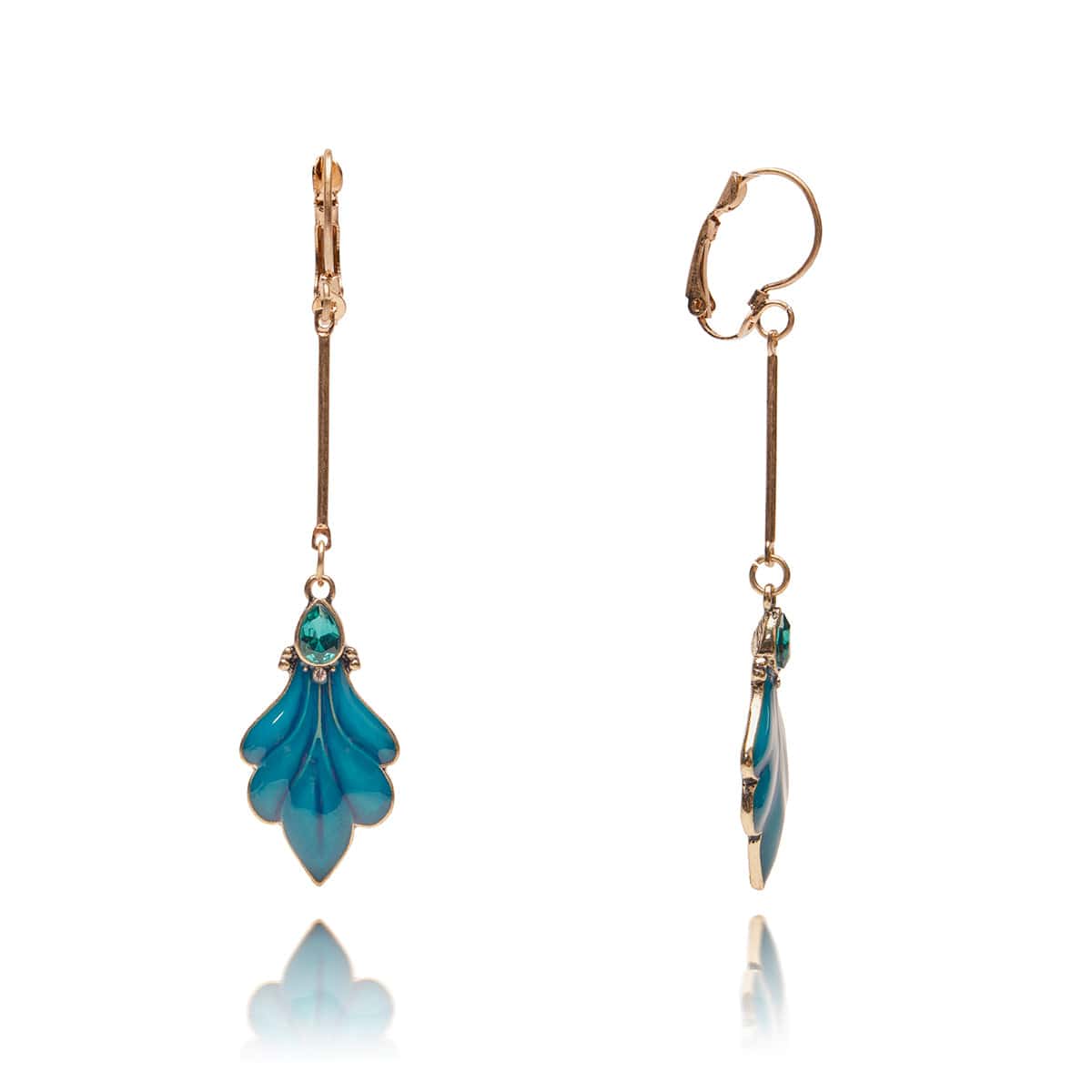 Teal Peacock Feather Earrings  Lovett & Co