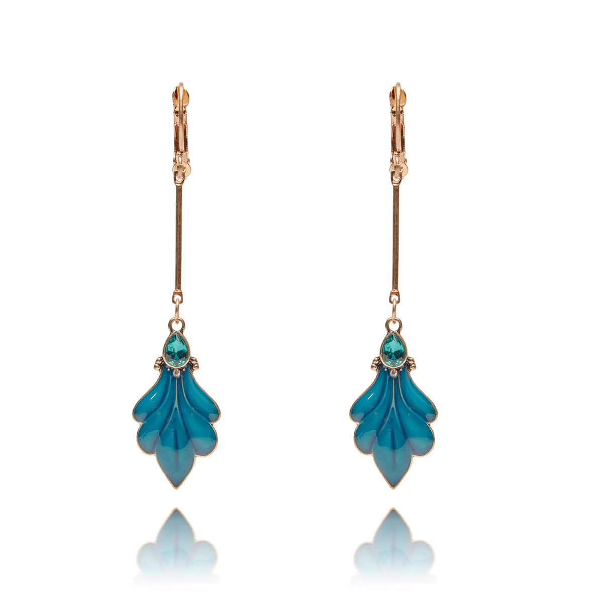 Teal Peacock Feather Earrings  Lovett & Co