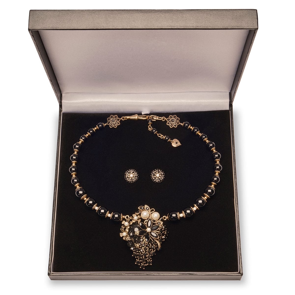 Miriam Haskell inspired Jet earring and necklace Set  Lovett & Co