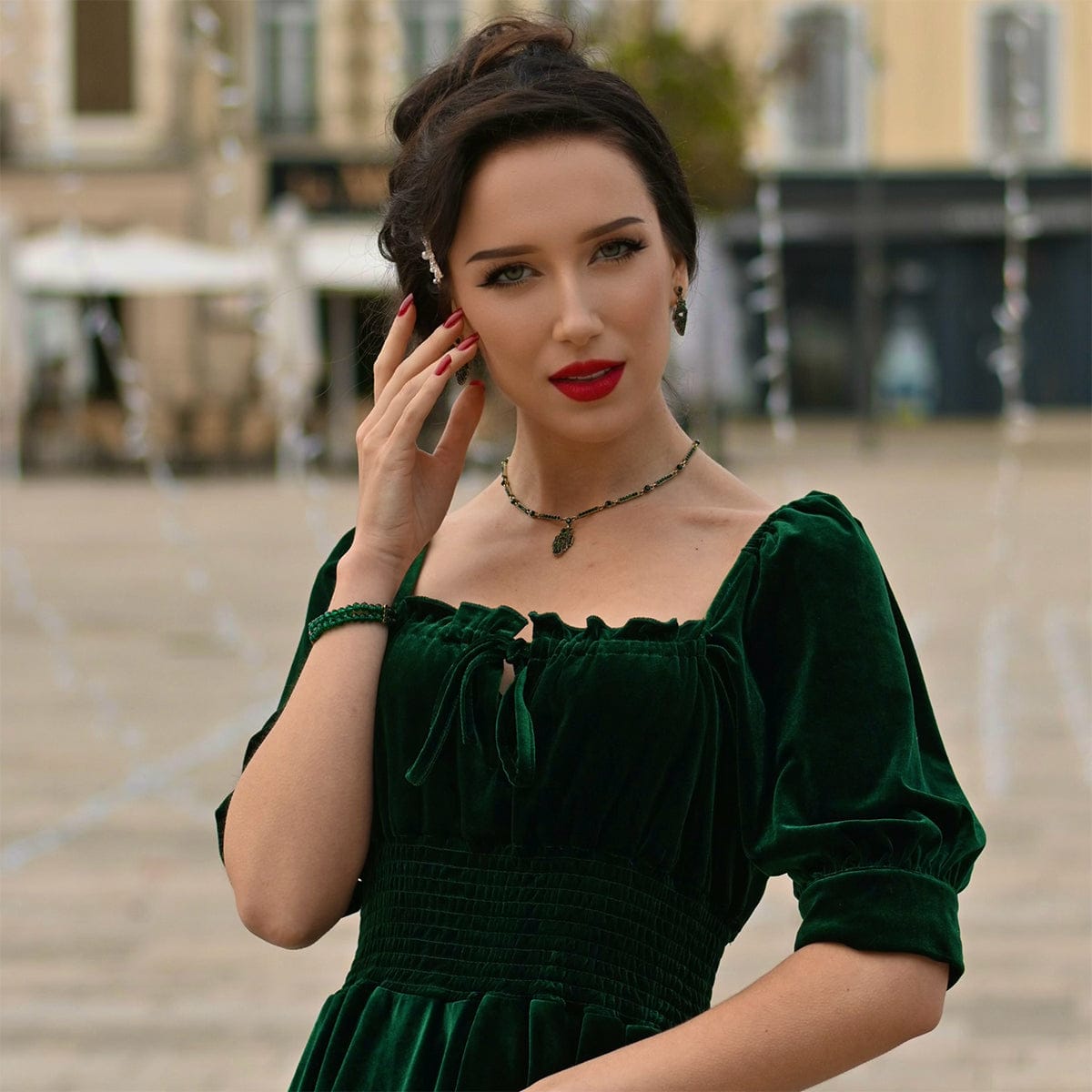 Emerald Green Art Deco Drop Earrings  Lovett & Co