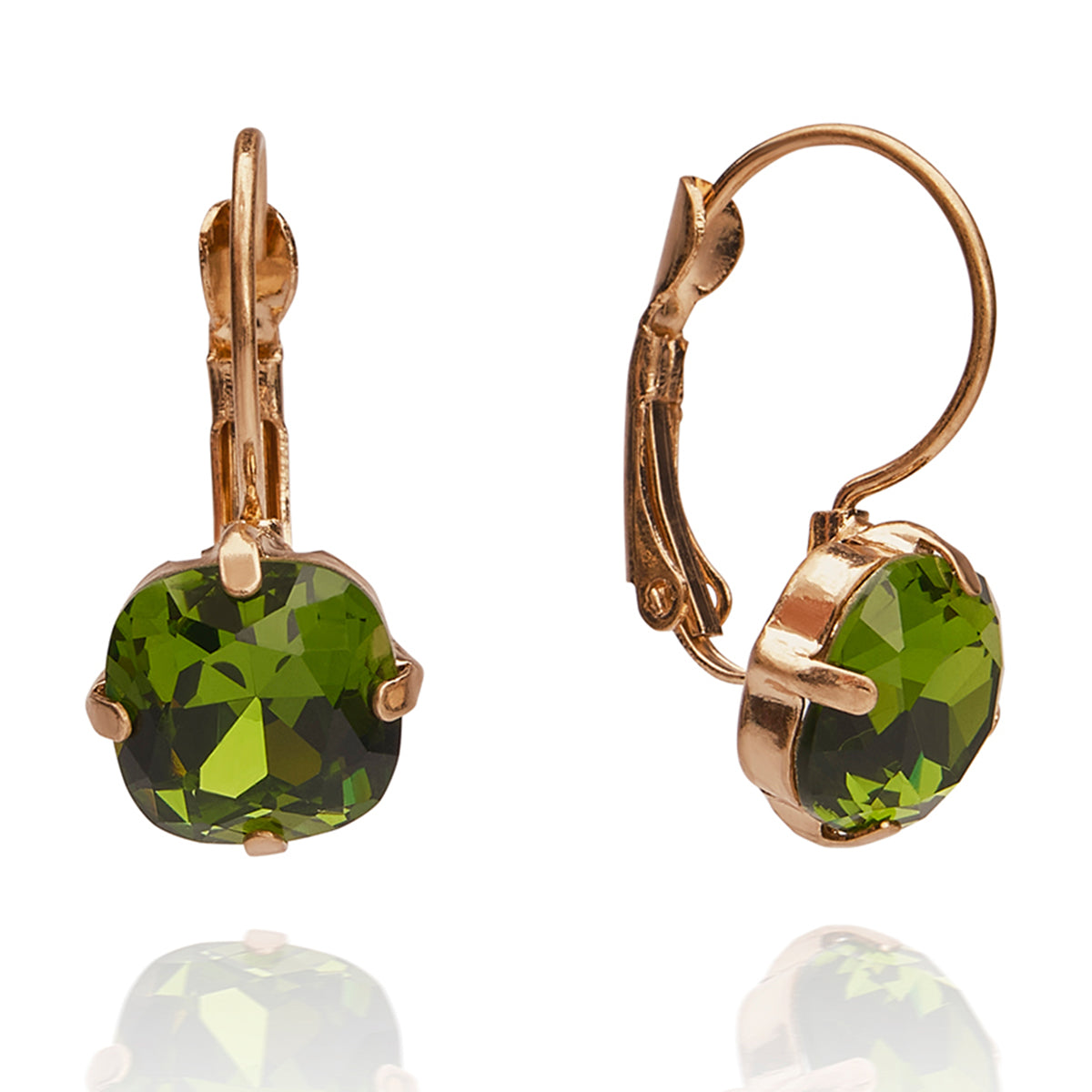 Costume jewellery Olivine Cushion Cut Earrings   Lovett & Co