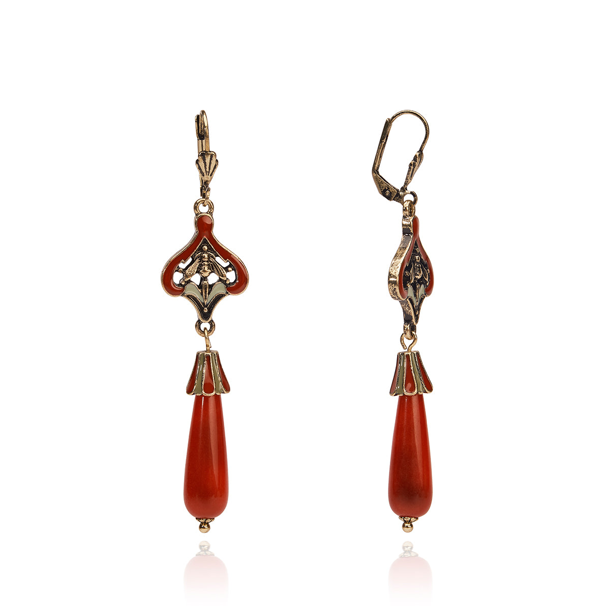 Vintage style Red Agate Earrings  Lovett & Co