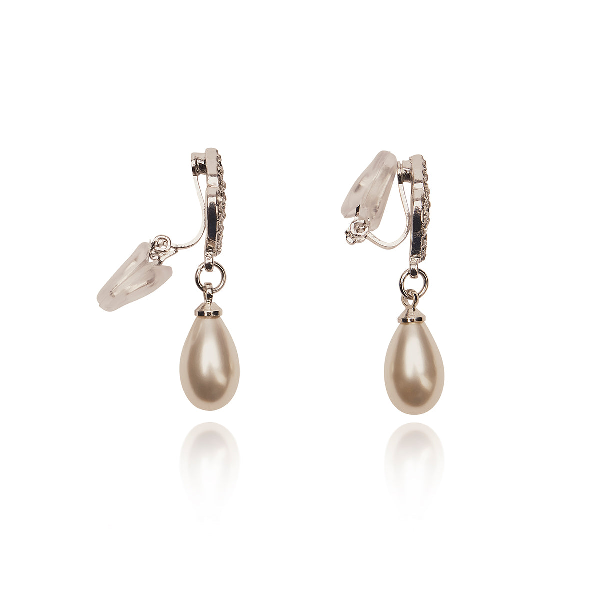 Vintage pearl and Diamante clip on drop earrings  Lovett & Co