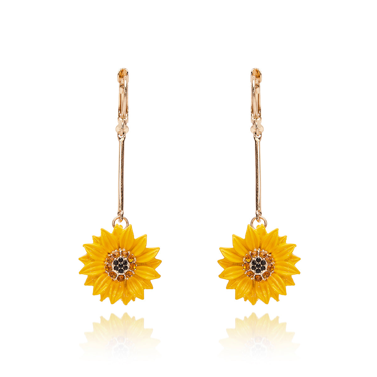 Enamel drop sunflower earrings  Lovett & Co