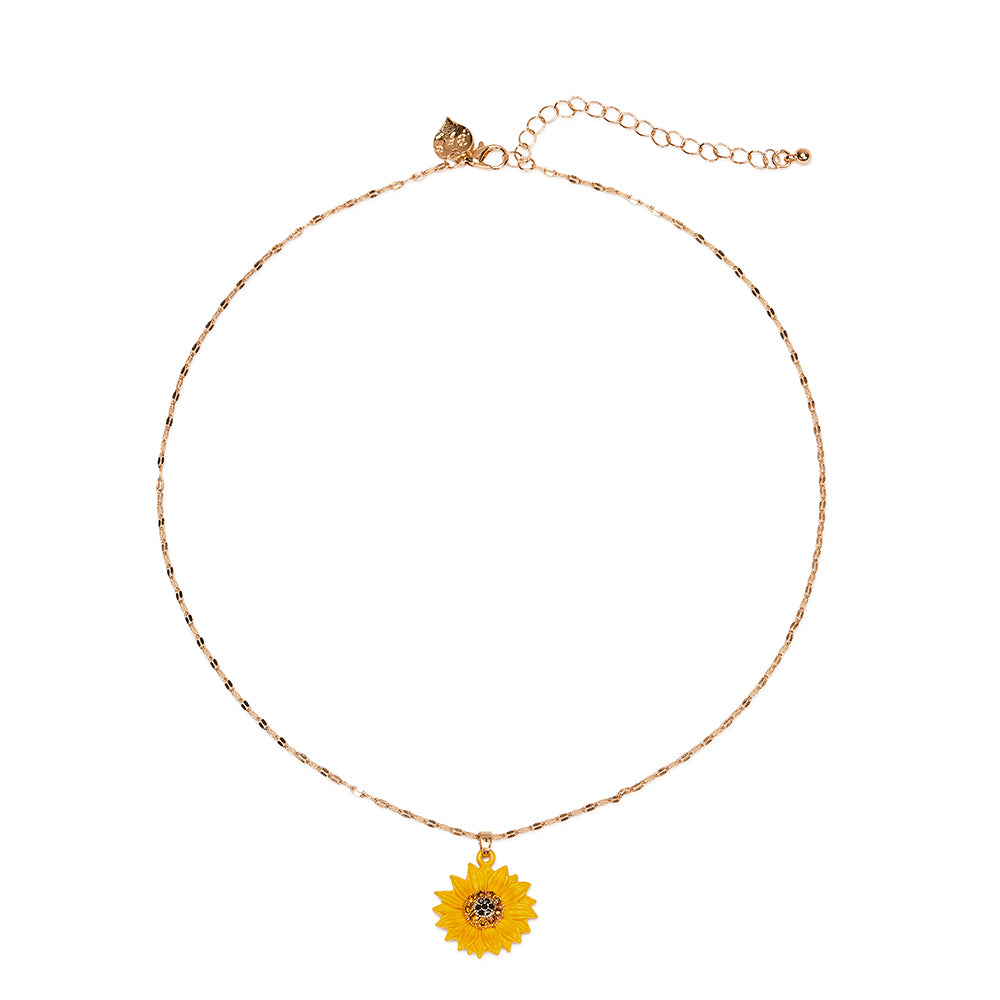 Enamel pendant sunflower necklace  Lovett & Co