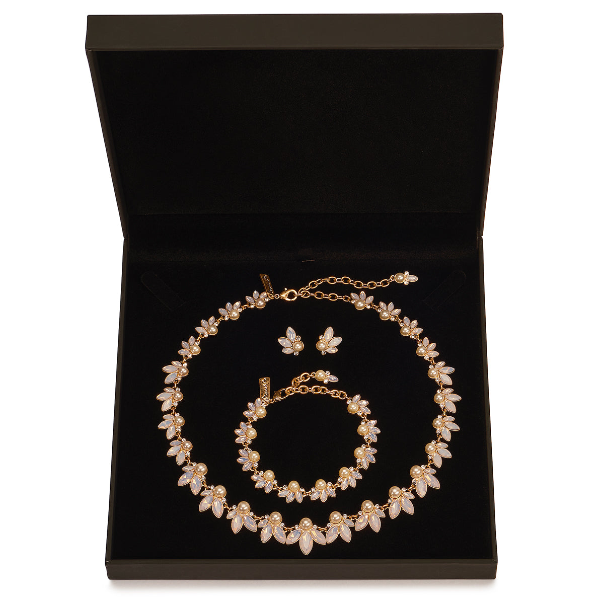 Pale Pink Leaf & Pearl Necklace, Bracelet & Earrings Gift Set  Lovett & Co