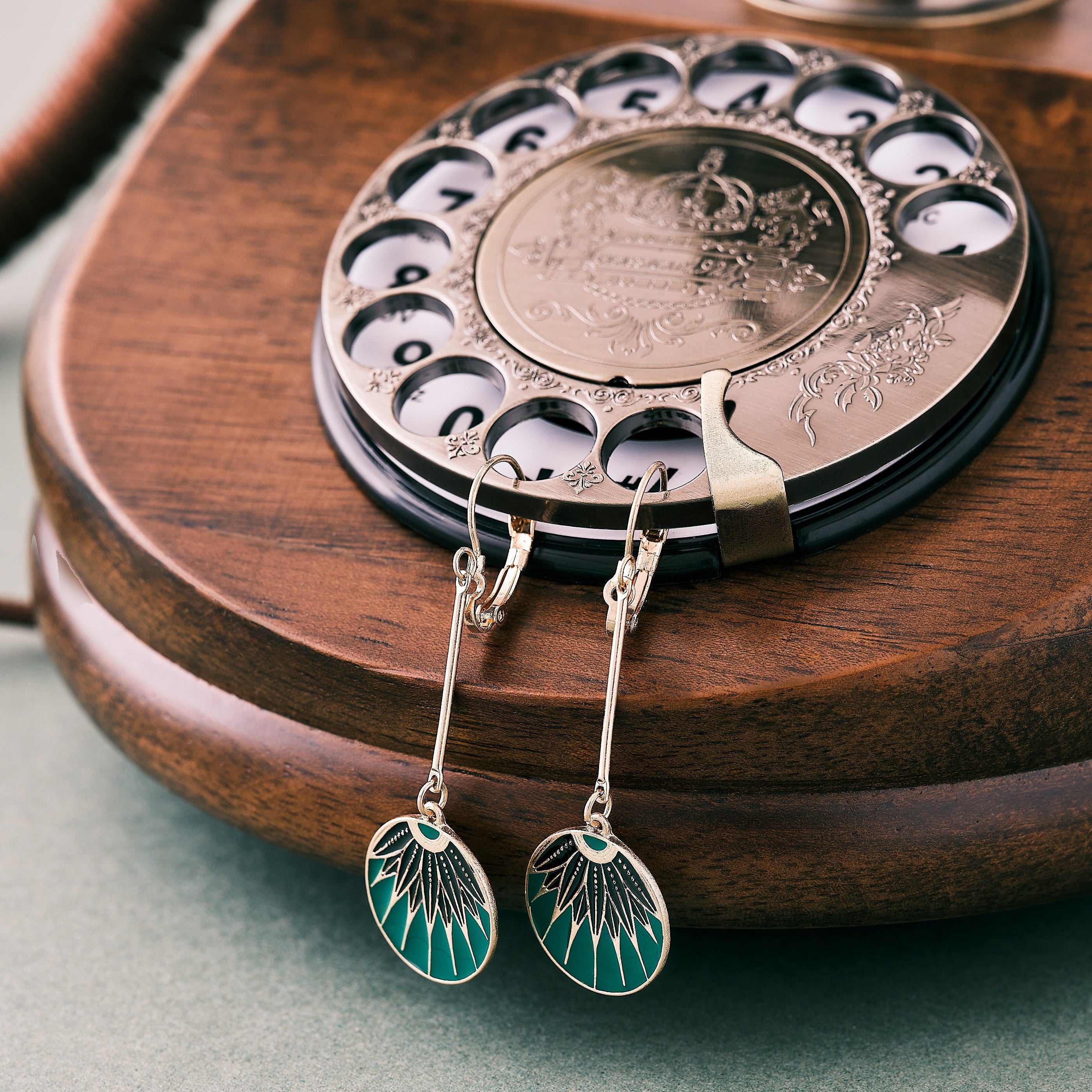 Art Deco Disc Drop Earrings