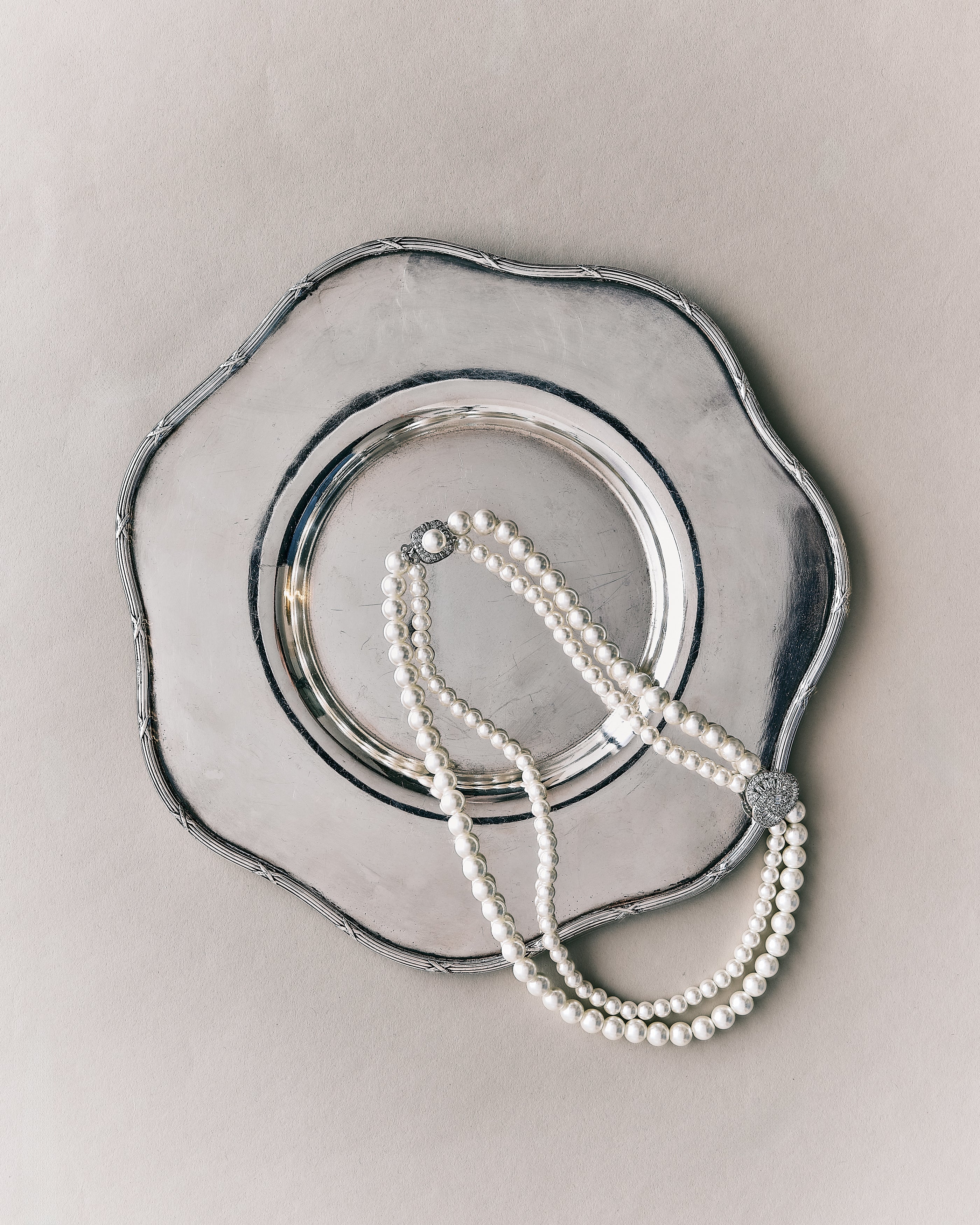 Grace kelly 2 row Pearl and Diamante Necklace  Lovett & Co