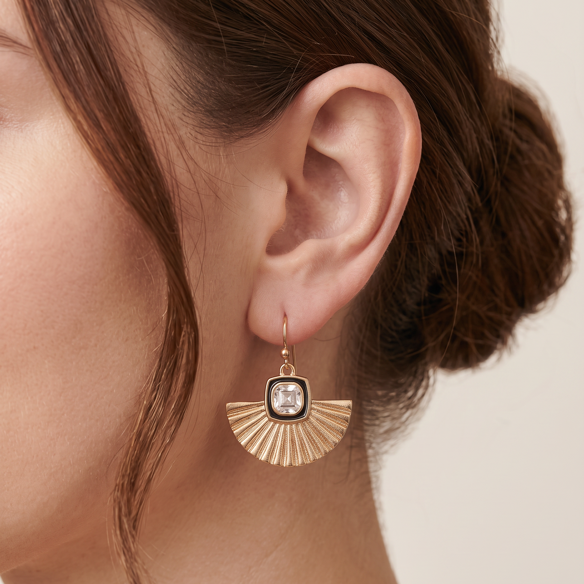 Art Deco Gold Fan Earrings